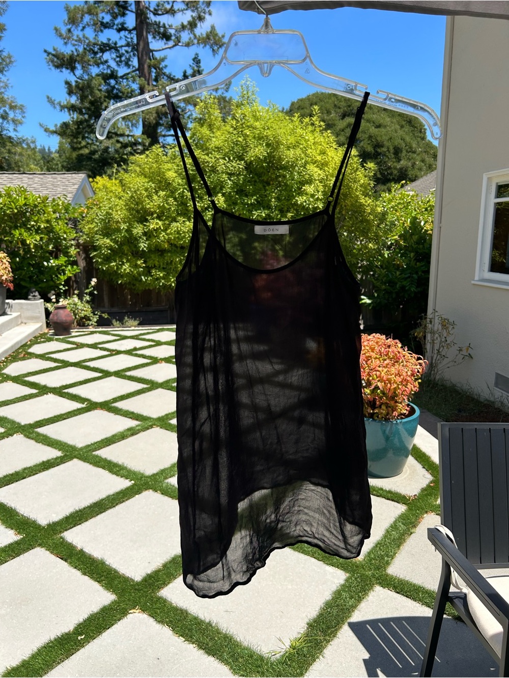 Doen Black Sheer Slip Tank Dress